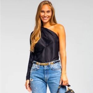 NWT RTA Josalyn One Shoulder Satin Blouse